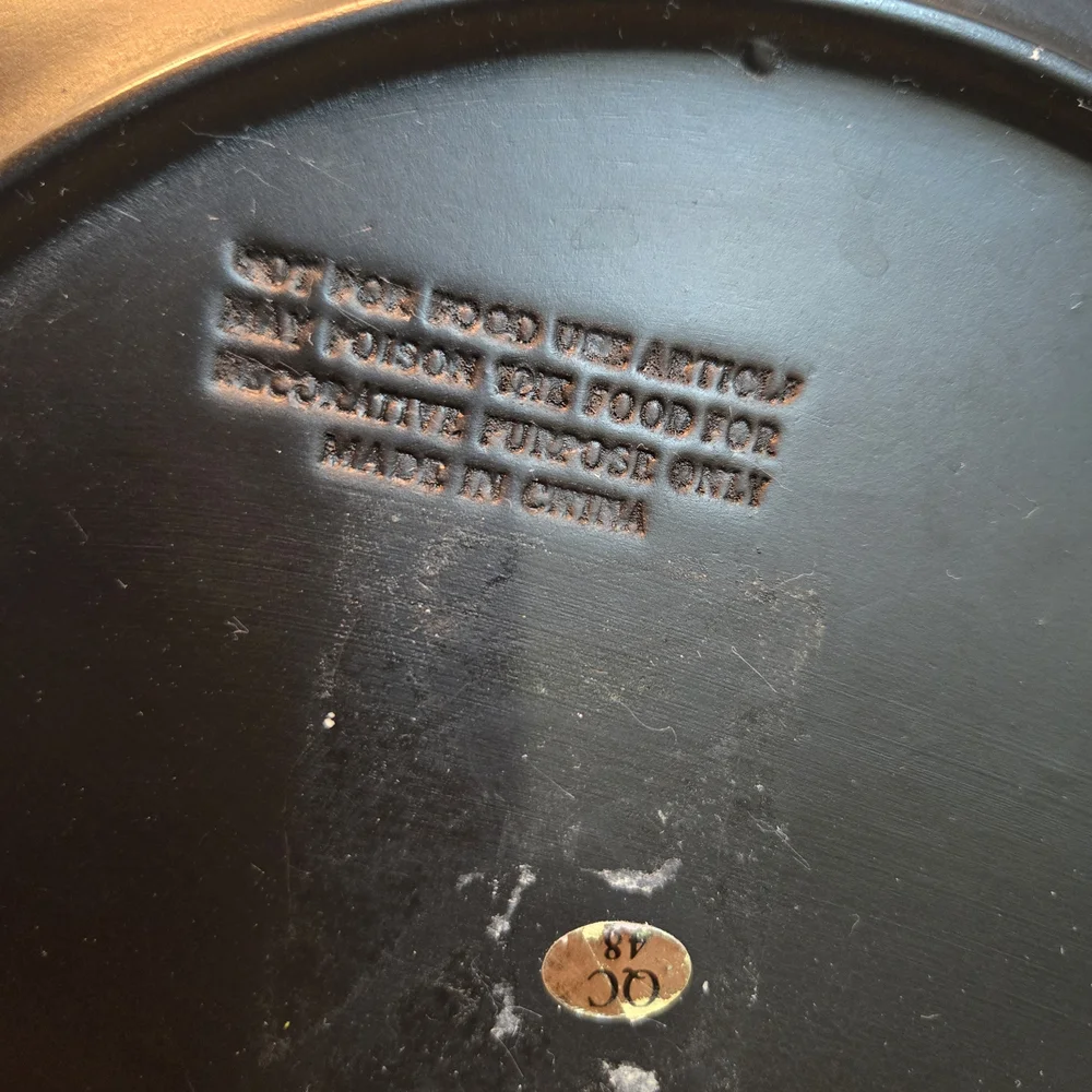 Decorative Plate in Black/Bronze w/ Poppy Design - Picture 4 of 9